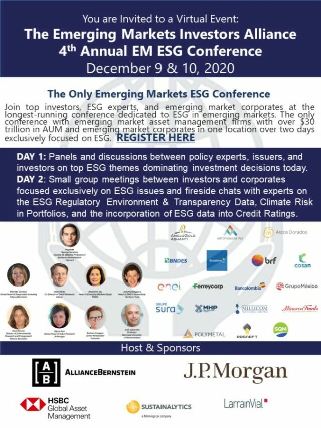 Virtual Event The Emerging Markets Investors Alliance 4th Annual ESG